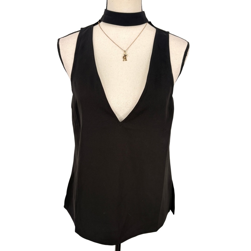 TOBI Black Sleeveless Top Choker V‎ Neck Party Cocktail Blouse Size S